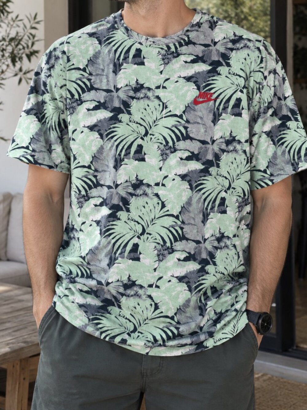 Nike Tropical Palm Print Graphic Tee Men's L